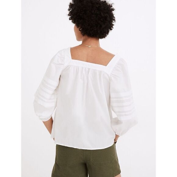 Square-Neck Pleat-Sleeve Top Size M / NWOT - Picture 2 of 7